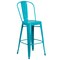 Flash Furniture 46&#x27;&#x27; Teal Blue Contemporary Outdoor Patio Barstool with Back